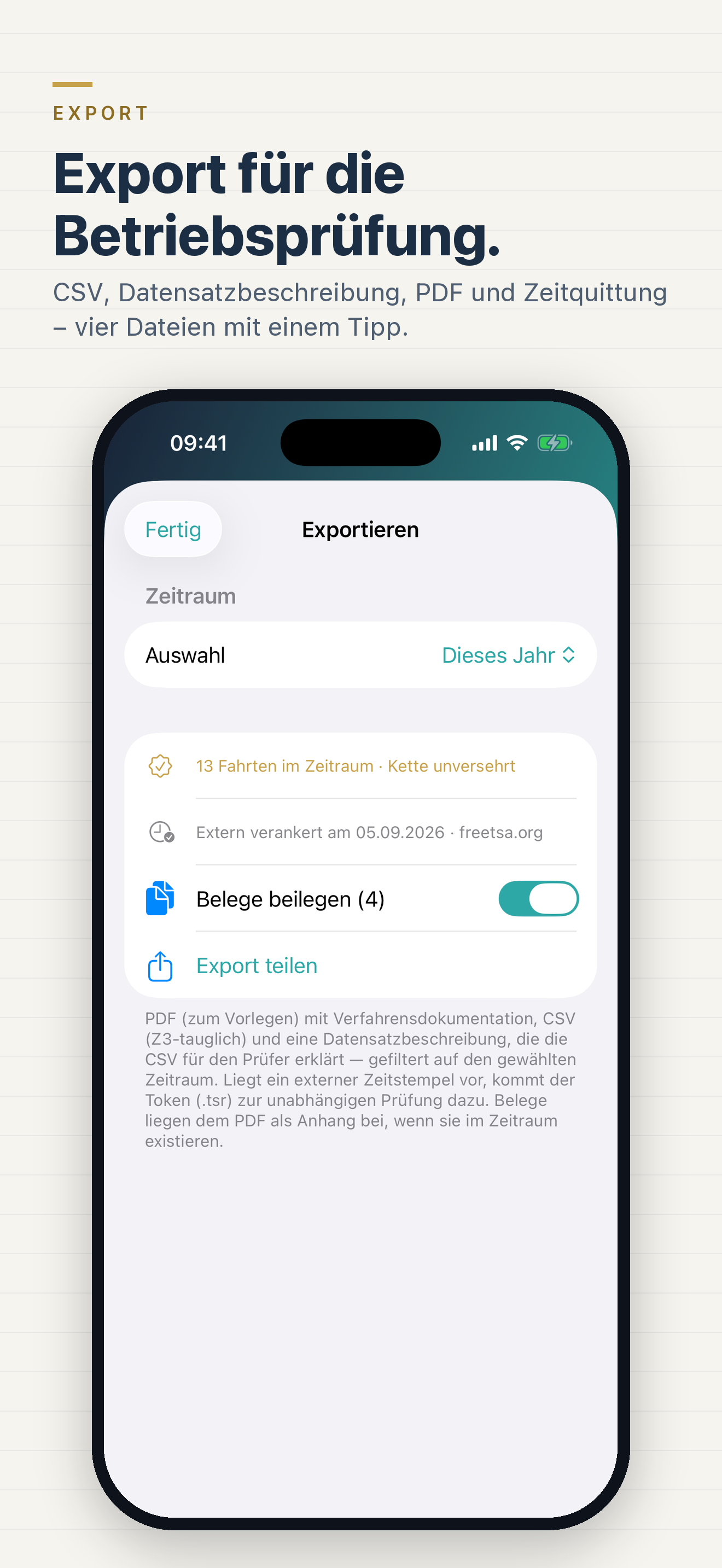 Export für die Betriebsprüfung