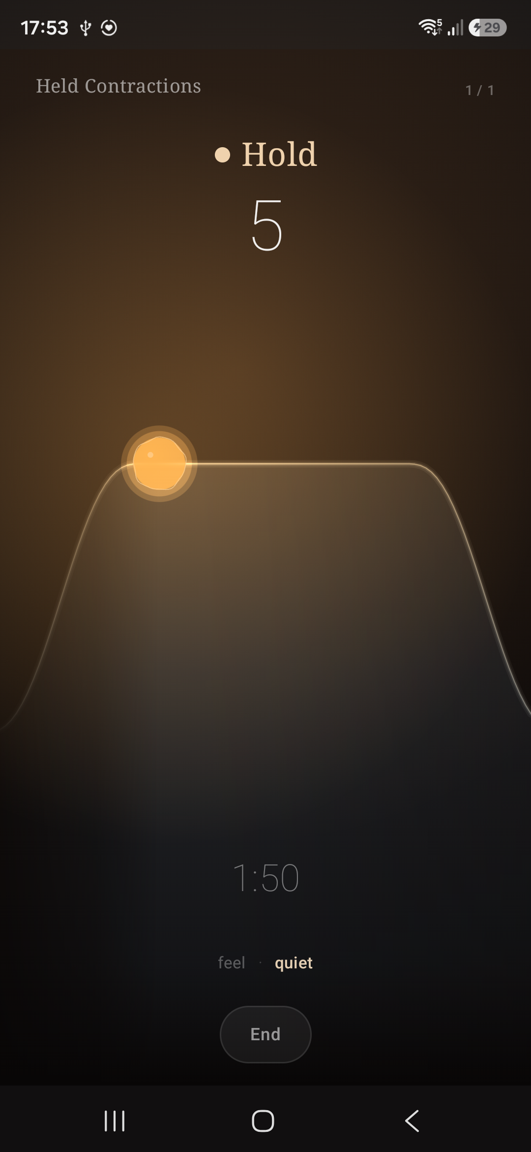 VIVAL for Android — session with warm wave of light, hold phase